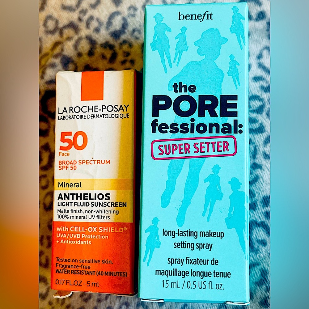 NIB lot of 2 Benefit setting spray & LaRoche Posay sunscreen SPF 50 Anthelios